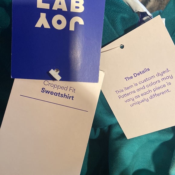 Joy Lab Cropped Fitted Sweatshirt Spruce White Ombre XS - Picture 6 of 10